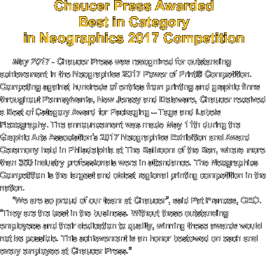 Chaucer Press Awarded